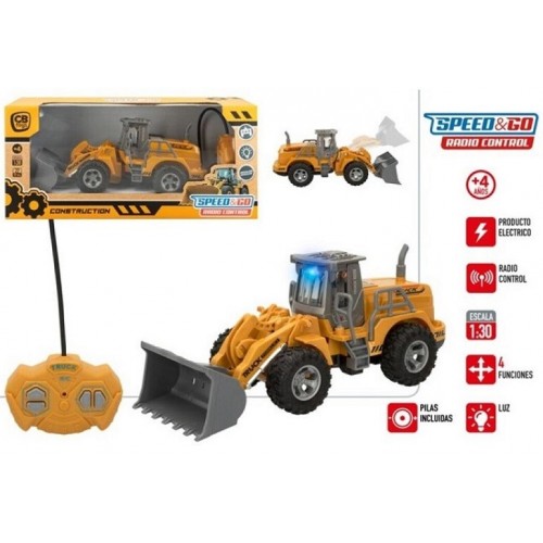 VEHICULO EXCAVADORA  CONSTRUCCION RC 1:30 CON LUZ  30X15X10 49934 / 60989