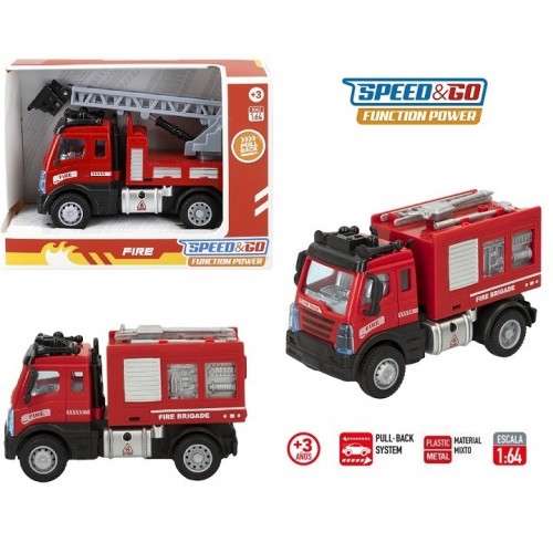 CB VEHICULOS CAMION BOMBEROS 1:64 PULL BACK 2/S  49891