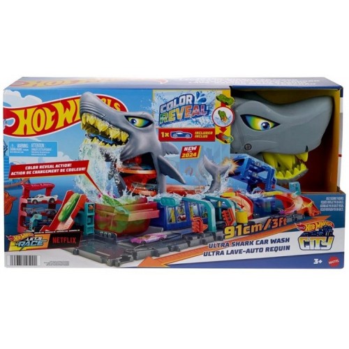 CN24 MATTEL Hot Wheels City Túnel de lavado con tiburón  HTN82