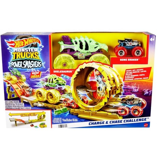 CN24 MATTEL Hot Wheels Monster Trucks Race & Chase Challenge Pista con 2 coches  HXT05