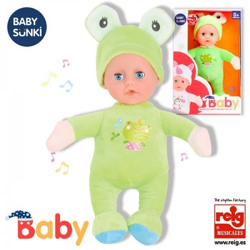 REIG MUÑECA INFANTIL RANITA CON SONIDOS 25CM   12023L