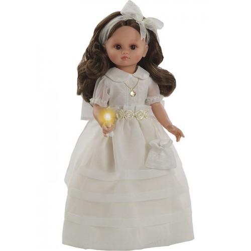 BERBESA MUÑECA COMUNION 40 CM Fany  Habladora con vela, vestido organdí beig, estuche.  4606V