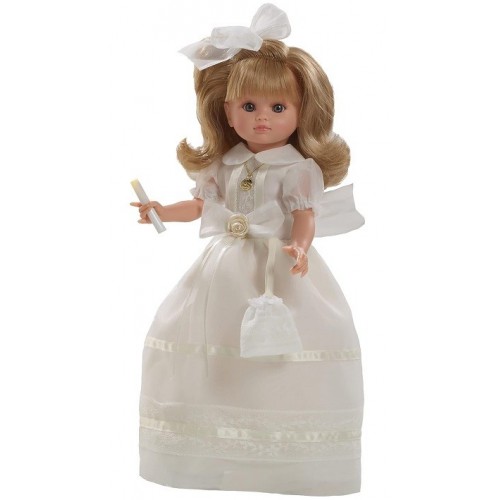 BERBESA MUÑECA COMUNION 40 CM Fany Habladora con vela vestido beig y lazo, esstuche  4610V