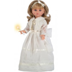 BERBESA MUÑECA COMUNION 40 CM Fany  Habladora con vela vestido beig chaqueta, rubia, estuche  4611V