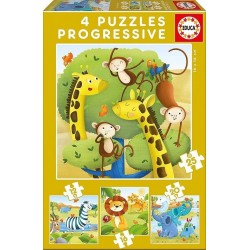 EDUCA PUZZLE PROGRESIVO 12-16-20-25 ANIMALES SALVAJES   17147