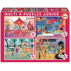 EDUCA PUZZLES PROGRESIVOS MULTI 4 JUNIOR (20-40-60-80) PARQUE ATRACCIONES + FIESTA INFANTIL  18601
