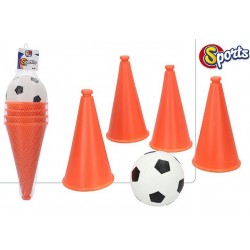 CB SET 4 CONOS H24 CM + BALON ENTRENAMIENTO FUTBOL               43679