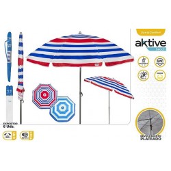 CB SOMBRILLA PLAYA D220 CM-TUBO 22/25-POLYESTER STRIPES+PROT UV2/S