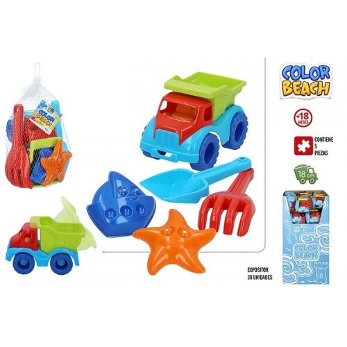 CB SET DE PLAYA CAMION 18CM +PALA+RASTRILLO+2 MOLDES   24741
