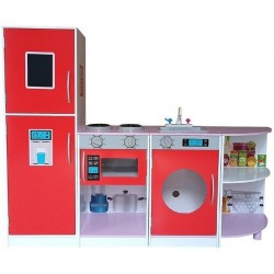 CN24 FENTOYS COCINA MODULAR DE MADERA ROJA CON NEVERA, LAVADORA   3810
