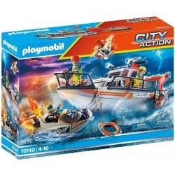 PLAYMOBIL Rescate Marítimo: Operación Lucha contra Incendios con Yate de Rescate  70140