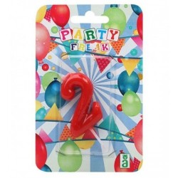 ATOSA BL. VELA CUMPLEAÑOS 9X14X2CM Nº 2 ROJO