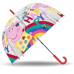 KIDS PARAGUAS TRANSPARENTE CAMPANA 46CM AUTO PEPPA PIG (6x4)  PP17081