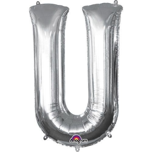 LIRAGRAM LETRA U HINCHABLE METAL PLATA 40 CM