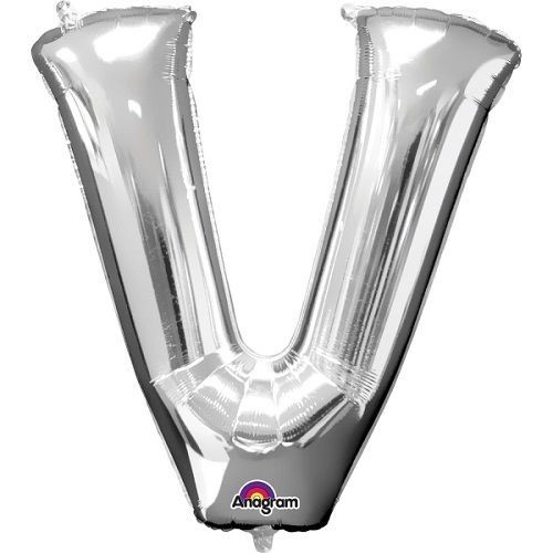 LIRAGRAM LETRA V HINCHABLE METAL PLATA 40 CM
