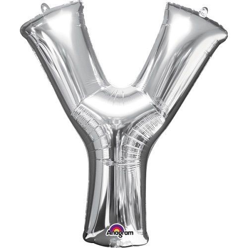 LIRAGRAM LETRA Y HINCHABLE METAL PLATA 40 CM
