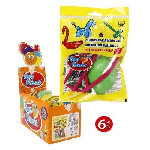 FESTIVAL EXP. 20 BOLSAS CON 6 GLOBOS MODELAR C/BOMBA